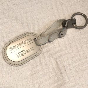 🆕Alexander McQueen leather chrome luggage tag/purse charm #BagFob #keychain! NEW